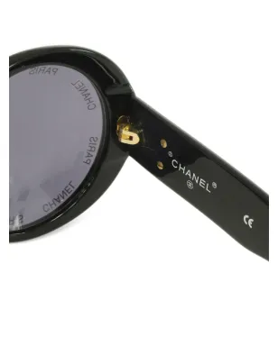 CHANEL ビンテージ CCプレート オーバルフレーム サングラス - ブラック - サムネイル5