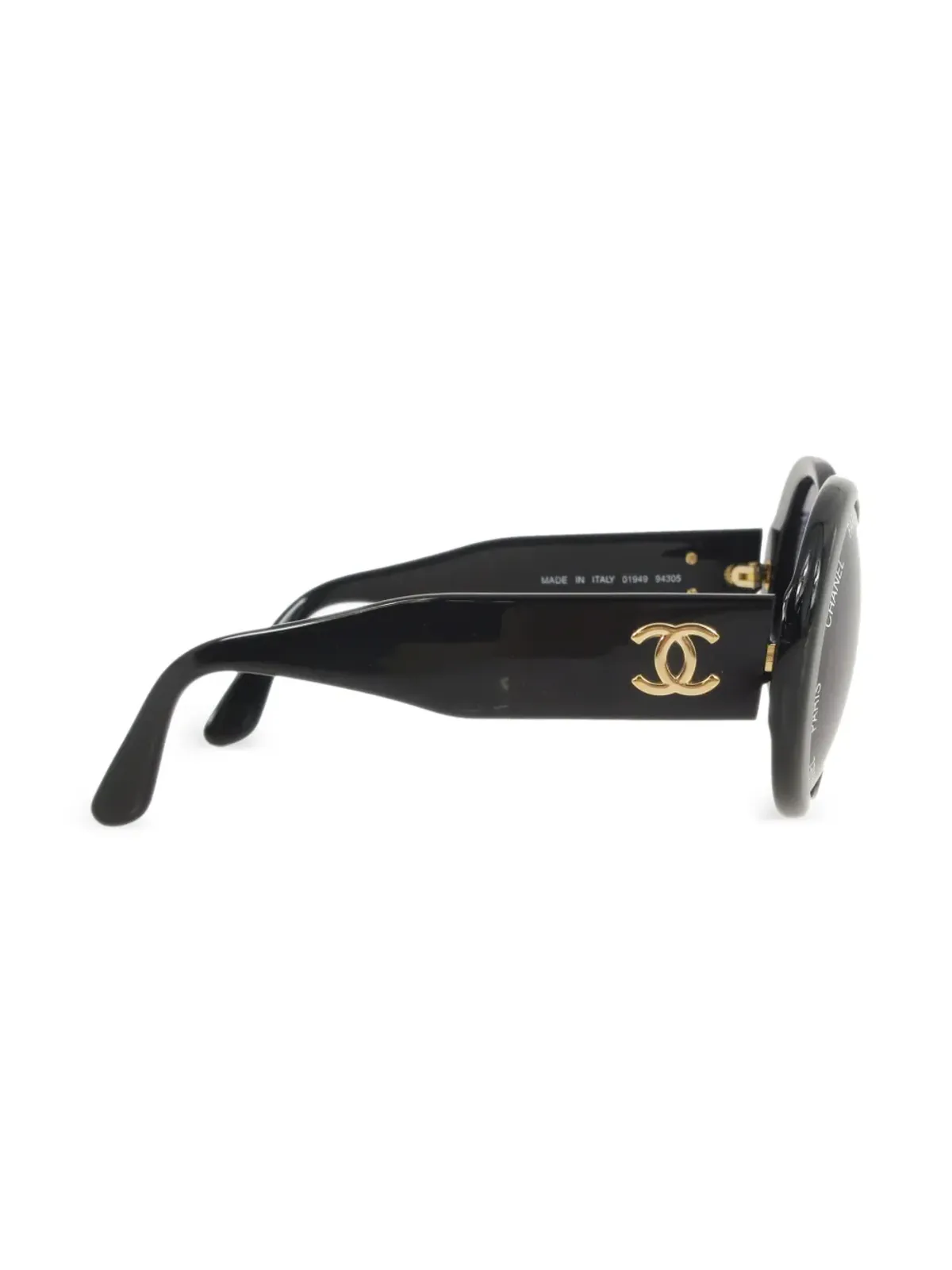 CHANEL ビンテージ CCプレート オーバルフレーム サングラス - ブラック - 画像3