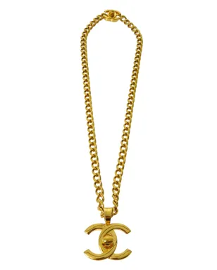 CHANEL ビンテージ 1997 CCターンロック ペンダントネックレス - 金色 - サムネイル1