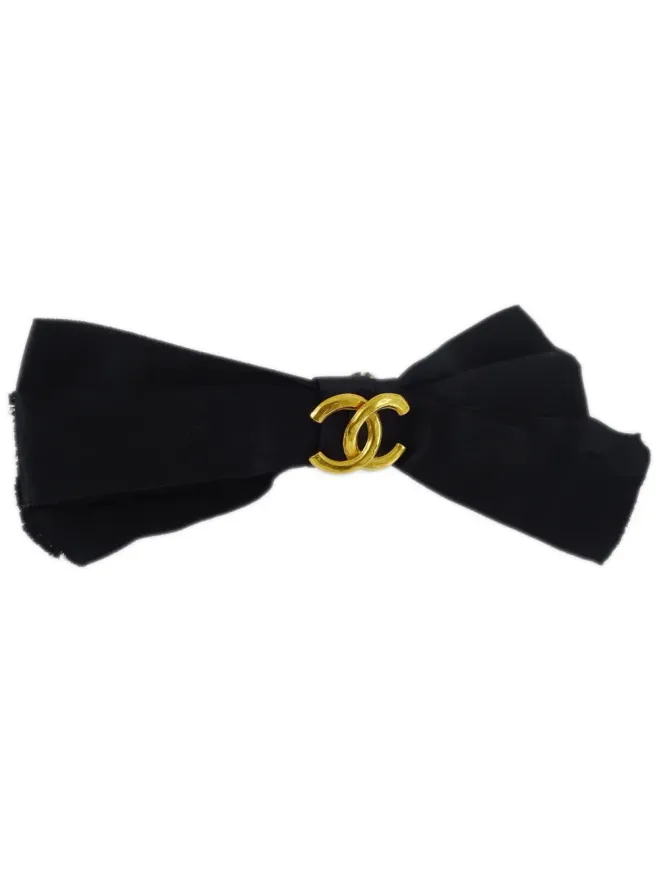 CHANEL Pre-Owned CHANEL ビンテージ CCロゴ リボン型 ヘアクリップ - ブラックの商品画像