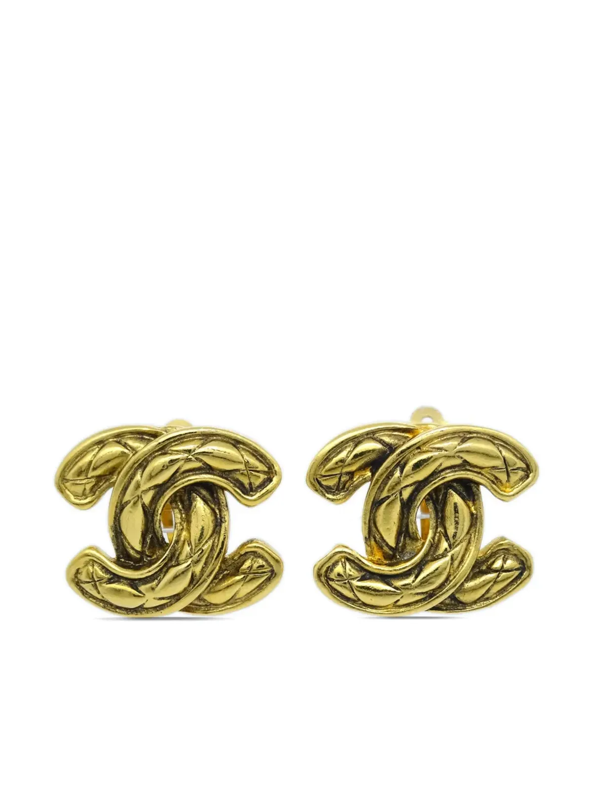 CHANEL ビンテージ CCロゴ ゴールドプリーツ クリップオン イヤリング - 画像1