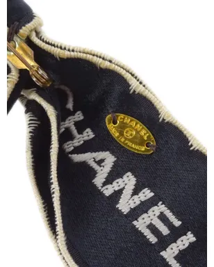 CHANEL ビンテージ ロゴ刺繍リボンブローチ - ブラック - サムネイル3