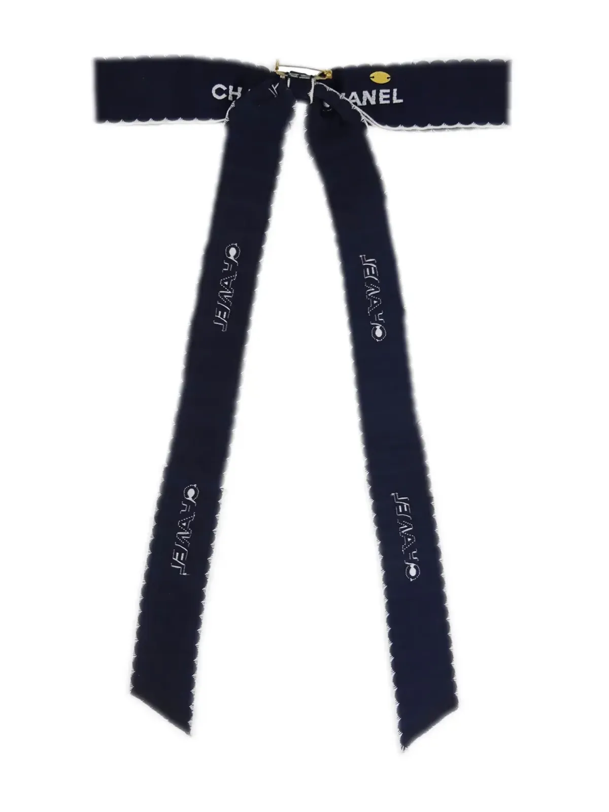 CHANEL ビンテージ 1990-2000s ロゴ刺繍 ボウ ブローチ - ブルー - 画像2