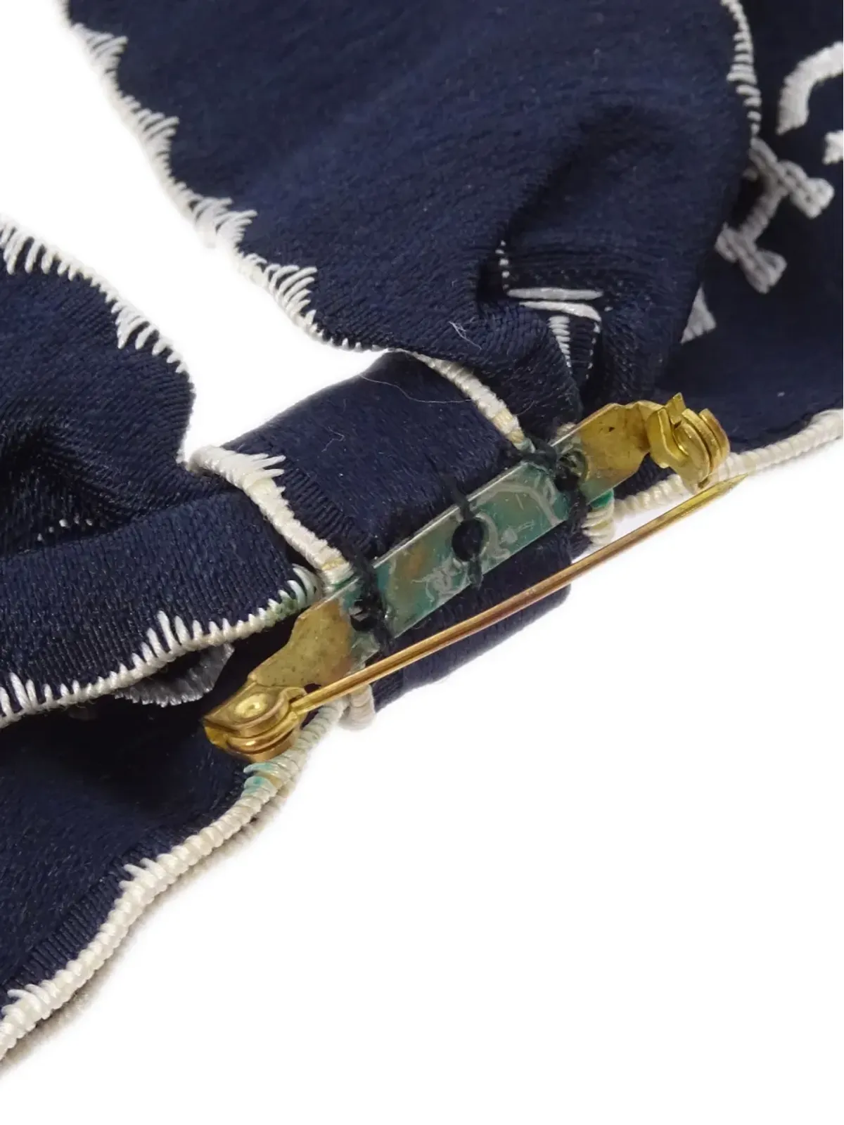 CHANEL ビンテージ 1990-2000s ロゴ刺繍 ボウ ブローチ - ブルー - 画像4