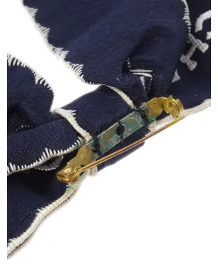 CHANEL ビンテージ 1990-2000s ロゴ刺繍 ボウ ブローチ - ブルー - サムネイル4
