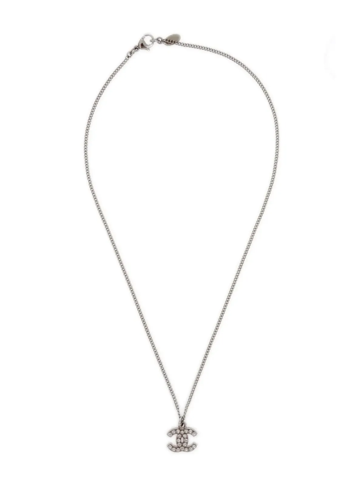 CHANEL ビンテージ 2010年製 ラインストーン装飾 CC ネックレス - シルバー - 画像2