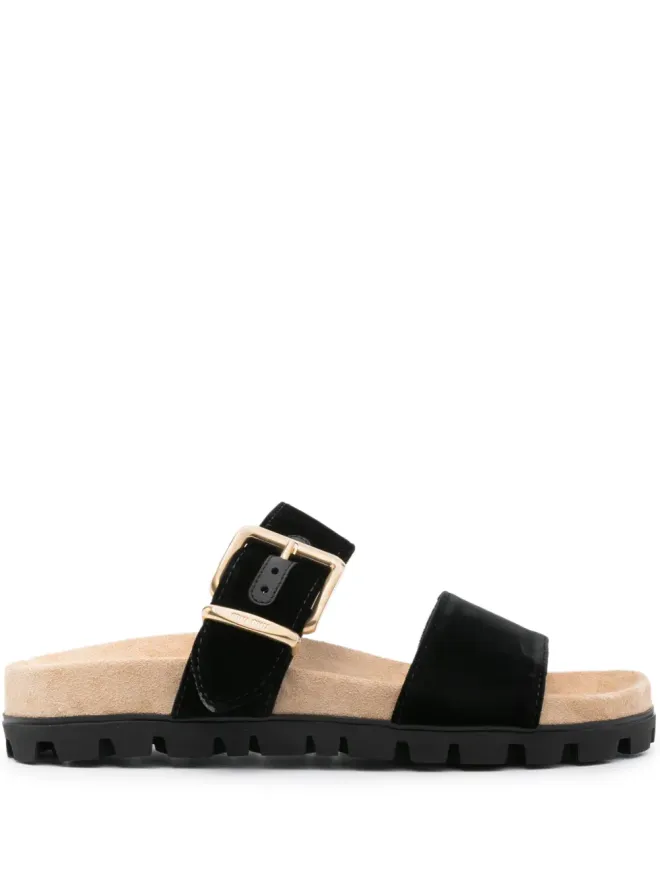 Miu Miu Miu Miu スエードバックルサンダル ブラックの商品画像