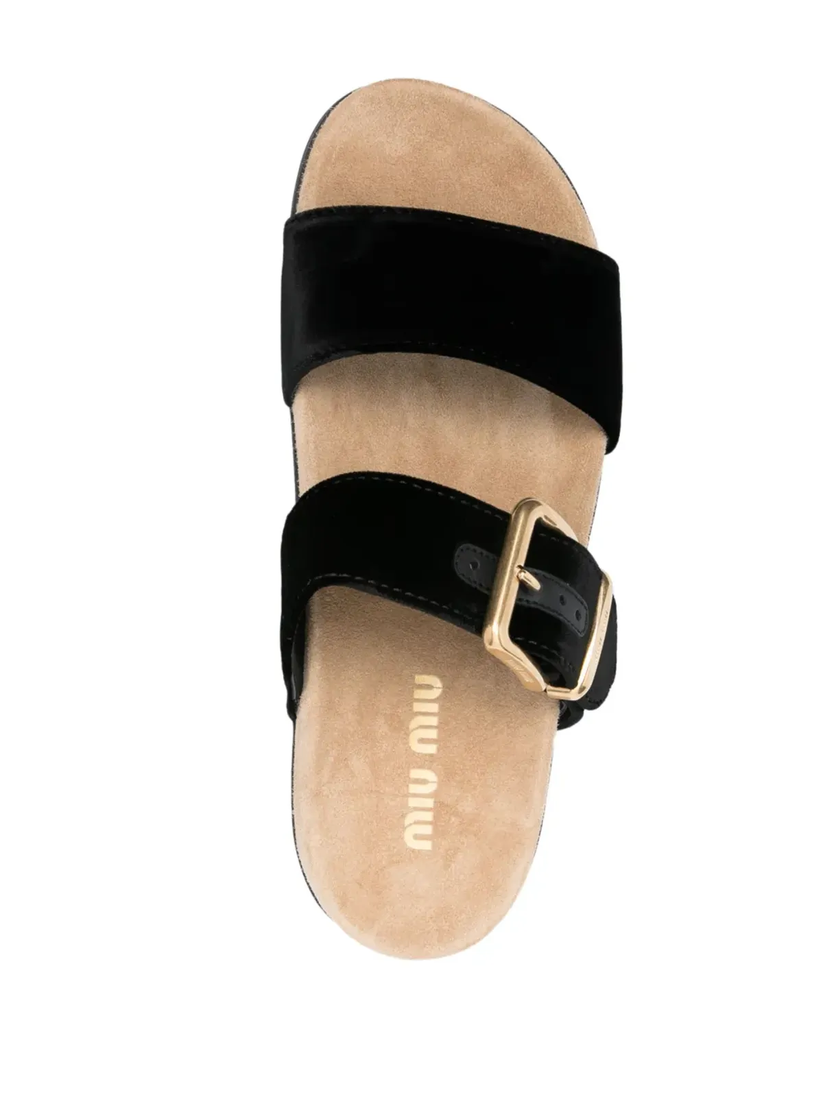 Miu Miu スエードバックルサンダル ブラック - 画像4