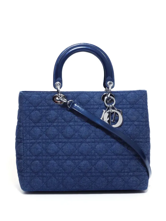 Christian Dior Pre-Owned Christian Dior ビンテージ 2000年 大型 キャナージュ レディ・ディオール ツーウェイ ハンドバッグ - ブルーの商品画像