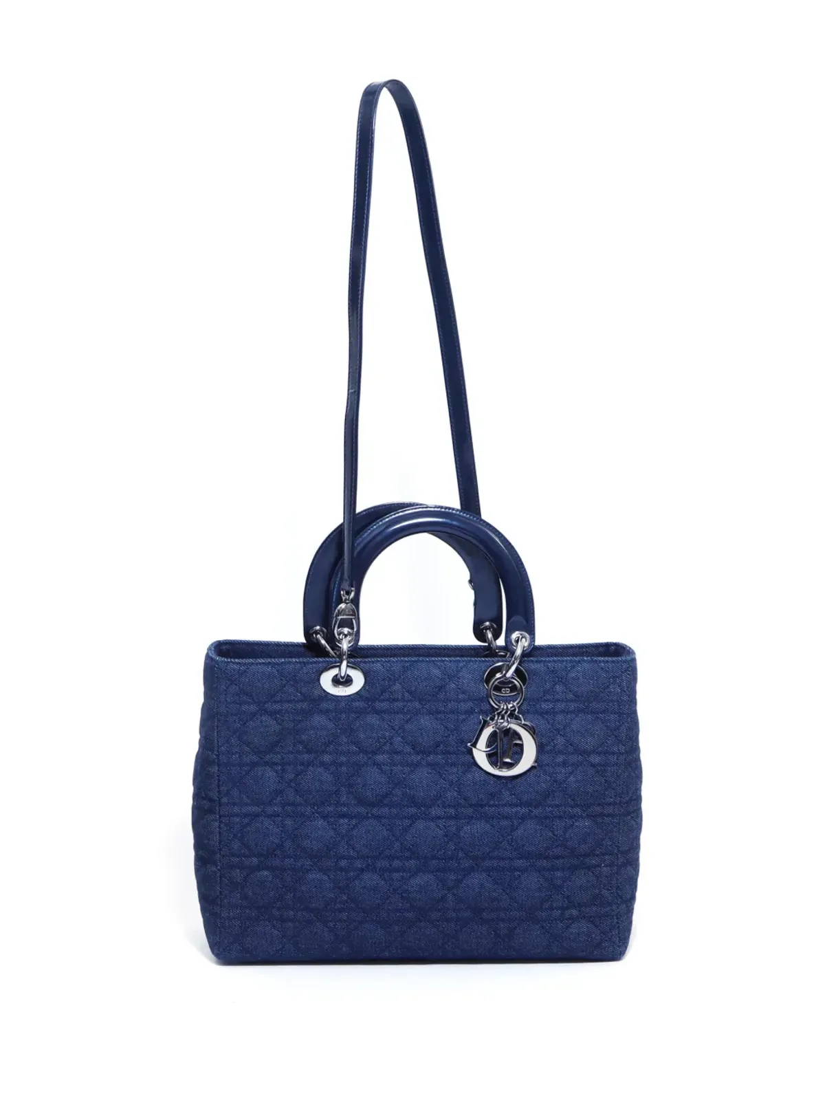 Christian Dior ビンテージ 2000年 大型 キャナージュ レディ・ディオール ツーウェイ ハンドバッグ - ブルー - 画像5