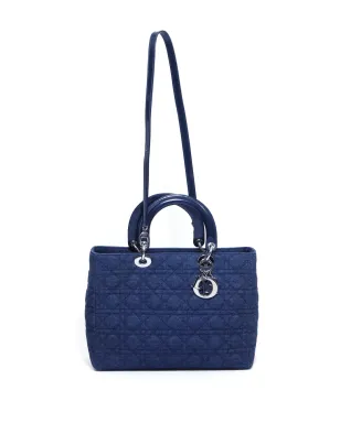 Christian Dior ビンテージ 2000年 大型 キャナージュ レディ・ディオール ツーウェイ ハンドバッグ - ブルー - サムネイル5