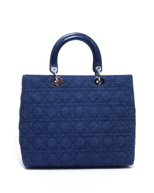 Christian Dior ビンテージ 2000年 大型 キャナージュ レディ・ディオール ツーウェイ ハンドバッグ - ブルー - サムネイル2