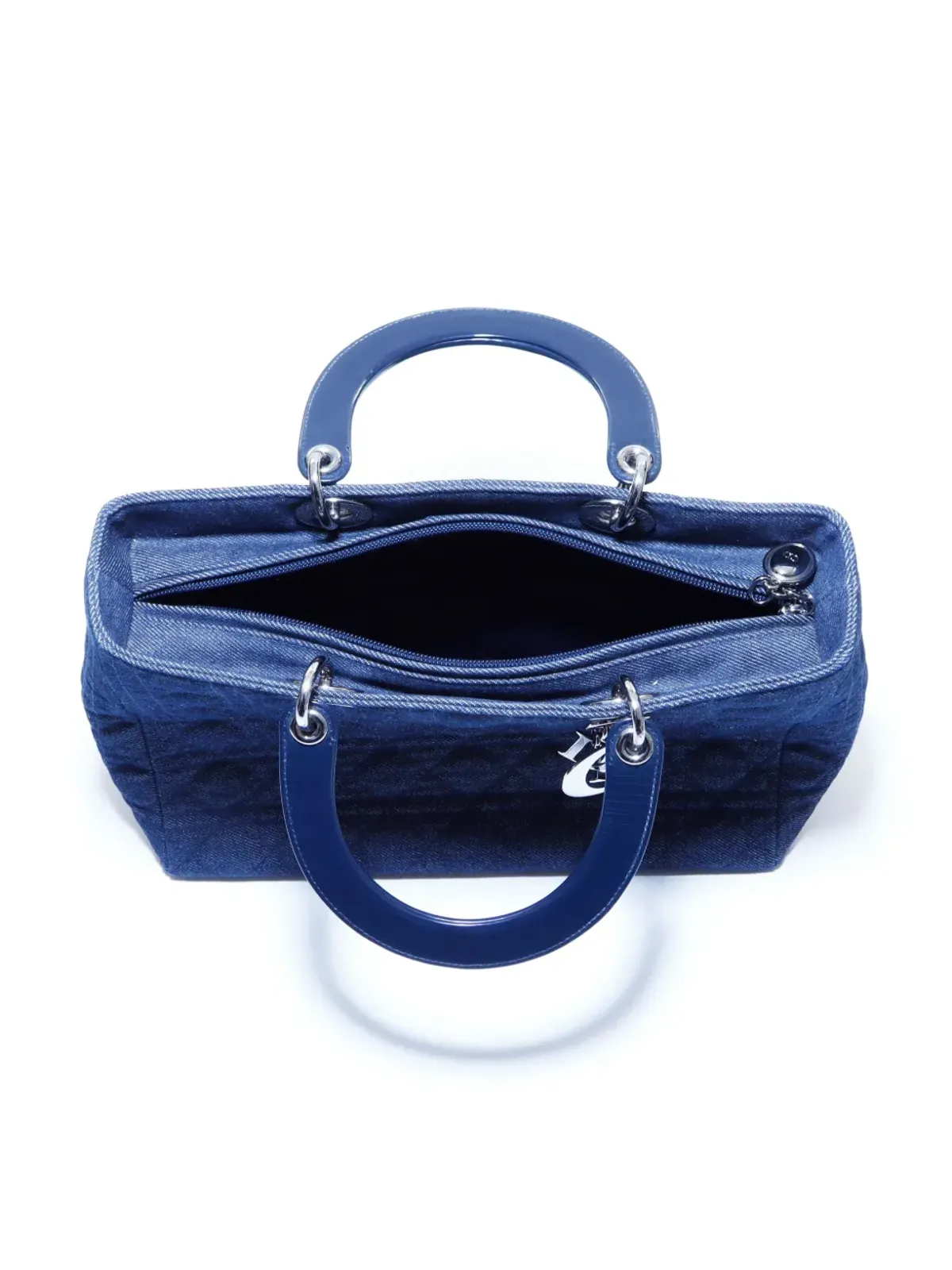 Christian Dior ビンテージ 2000年 大型 キャナージュ レディ・ディオール ツーウェイ ハンドバッグ - ブルー - 画像4