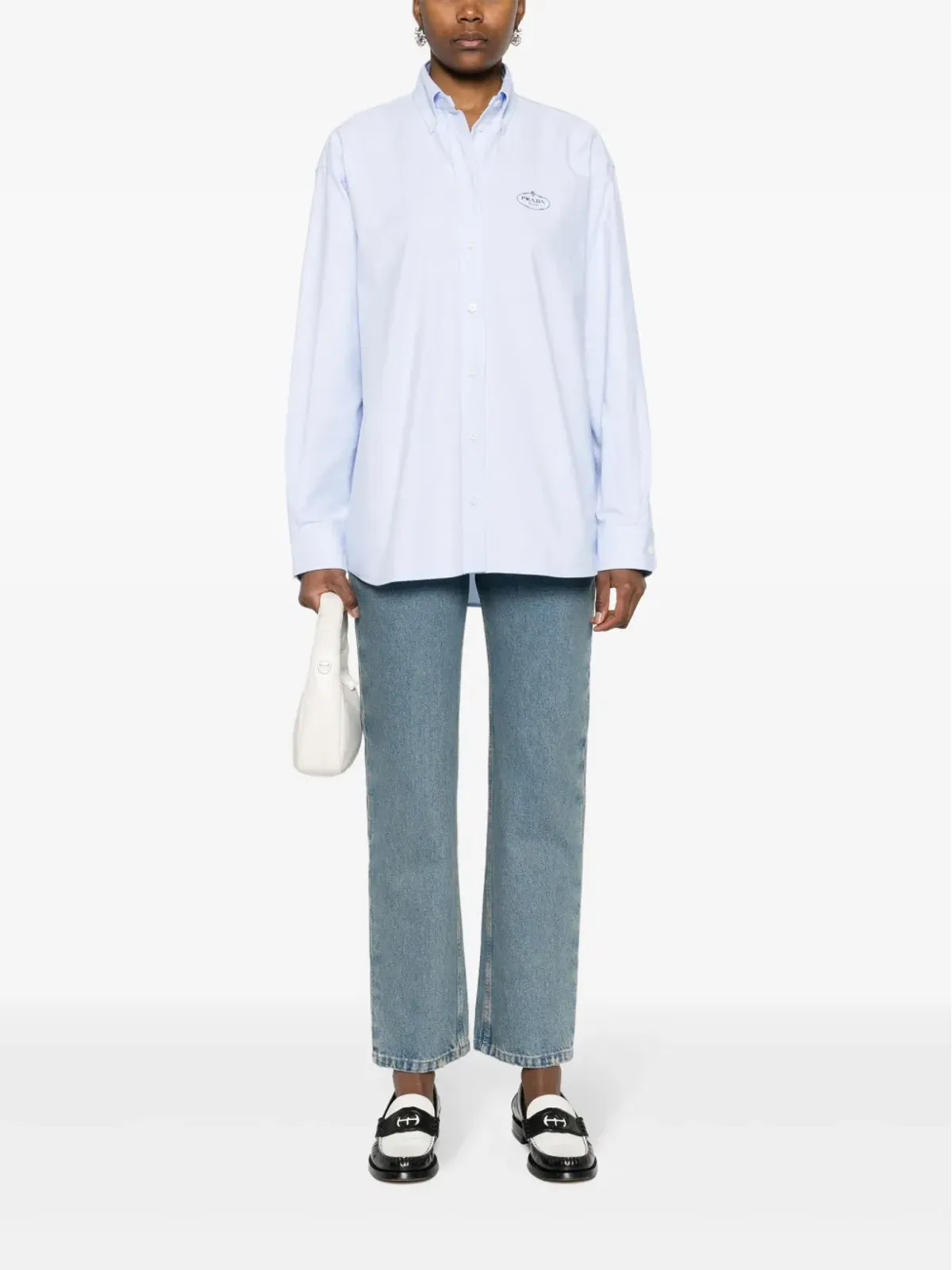 Prada オックスフォードコットンシャツ ブルー - 画像2