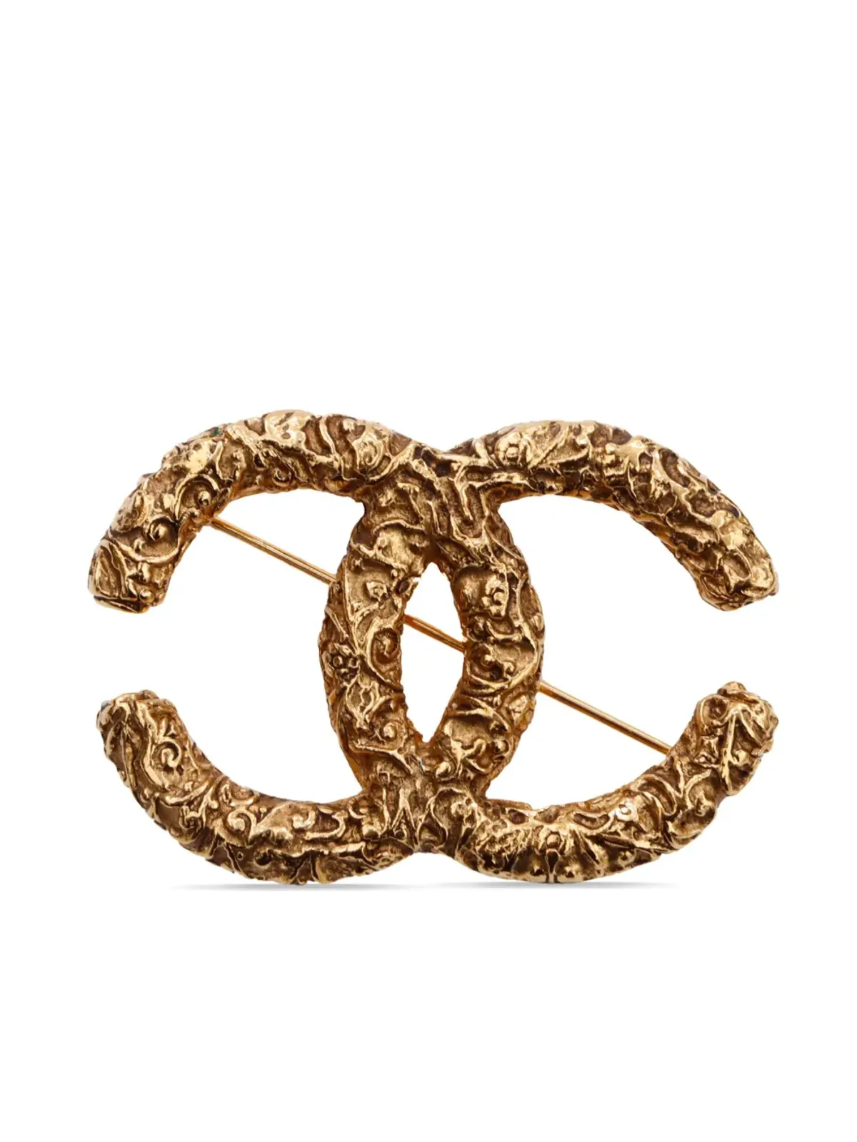 CHANEL ビンテージ 1993 CC ゴールドプレーテッド ブローチ - 画像1