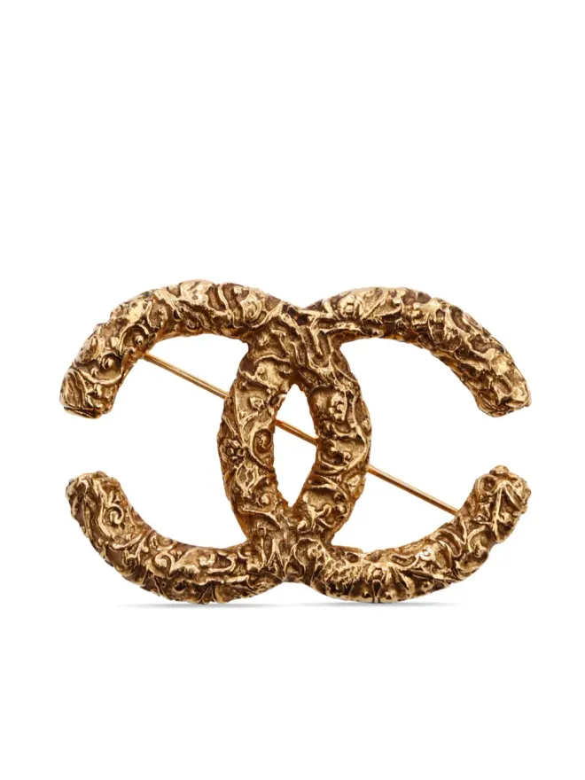 CHANEL Pre-Owned CHANEL ビンテージ 1993 CC ゴールドプレーテッド ブローチの商品画像