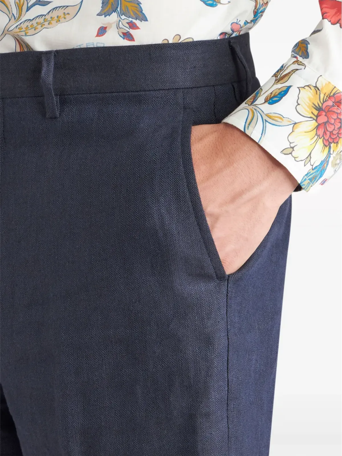 ETRO プレスド-クリースリネン ベルマーダーショーツ - ブルー - 画像5