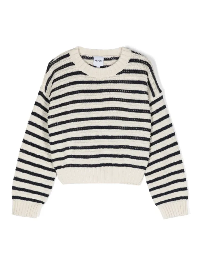 Aspesi Kids Aspesi Kids かぎ針編みパネル入りコットンセーターの商品画像