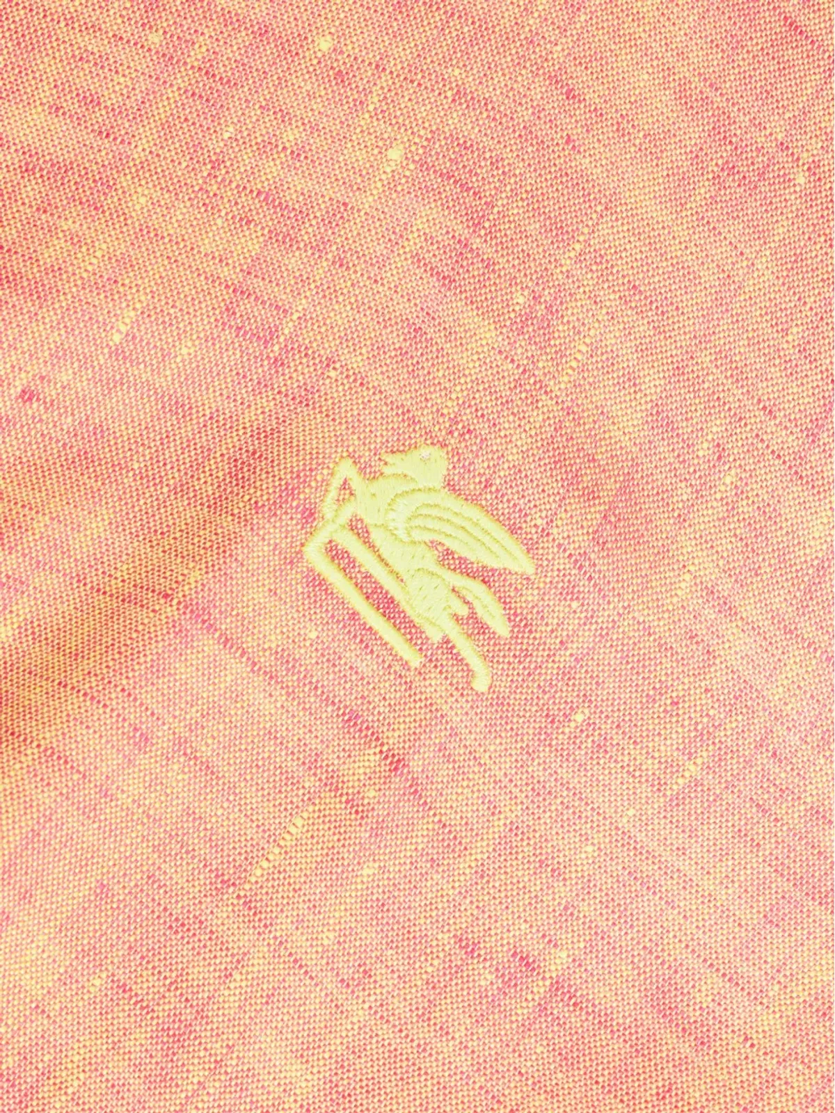 ETRO Pegaso刺繍リネンシャツ オレンジ - 画像5