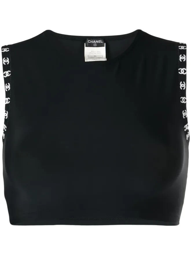 CHANEL Pre-Owned CHANEL ビンテージ 1997年 CCトリム クロップトップ ブラックの商品画像