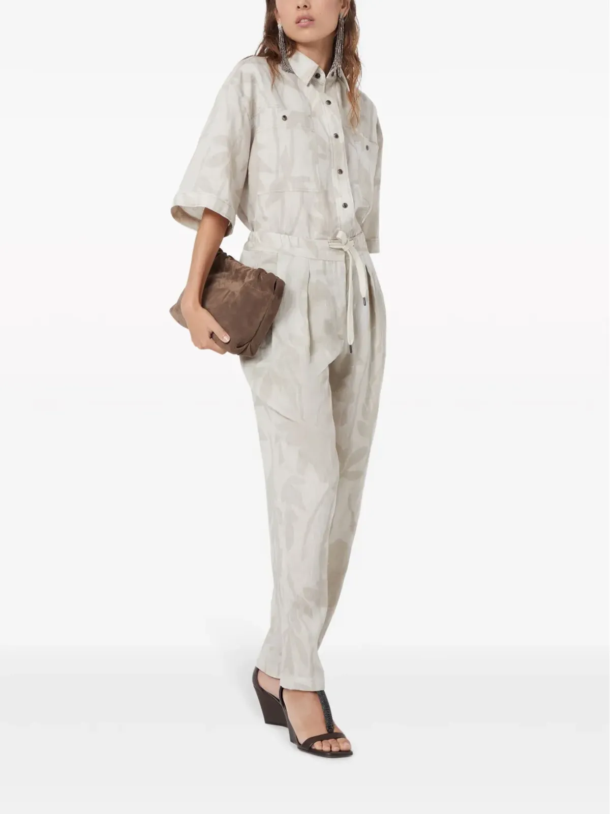 Brunello Cucinelli 花柄ジャカードリネン テーパードパンツ - ニュートラルカラー - 画像2