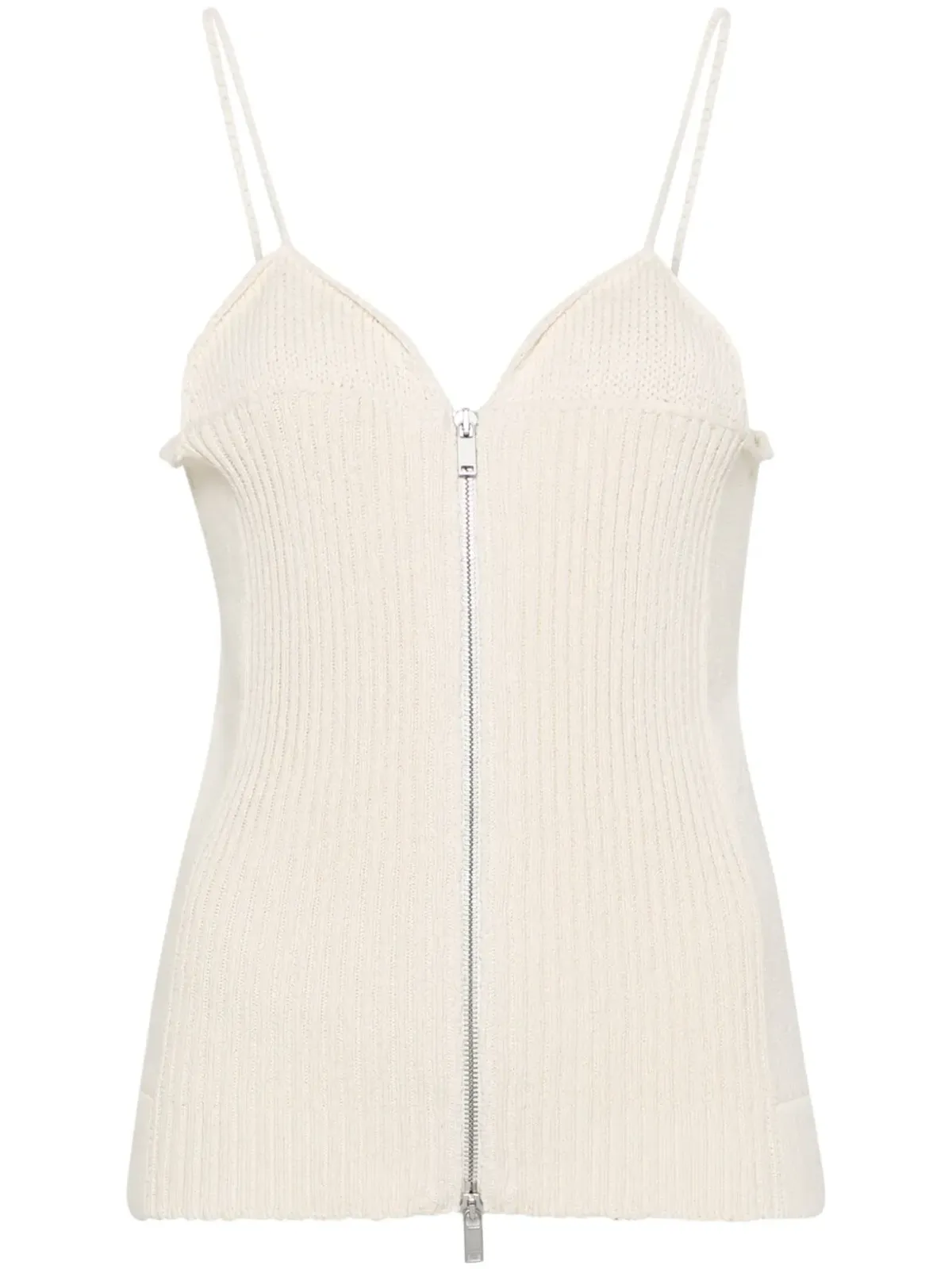 Jil Sander Vネックリブニットトップ - 画像1