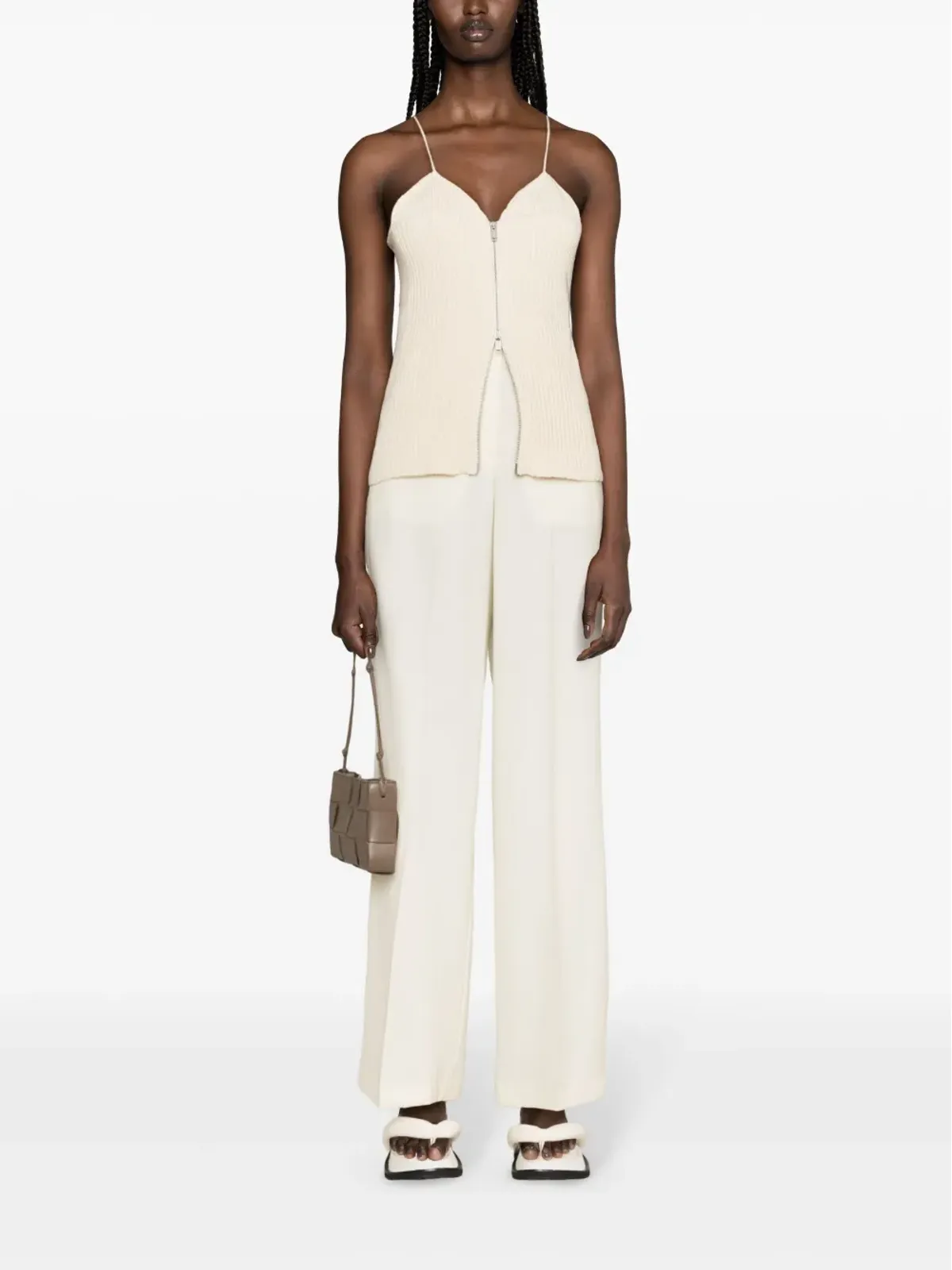 Jil Sander Vネックリブニットトップ - 画像2