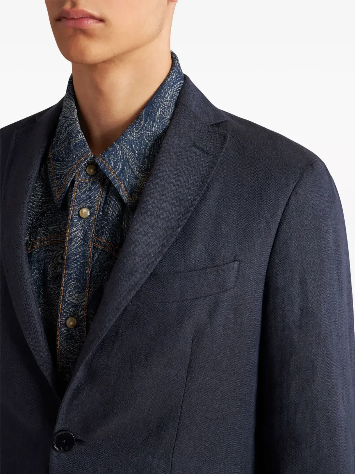 ETRO シングルブレスト ウールブレザー - ブルー - 画像3