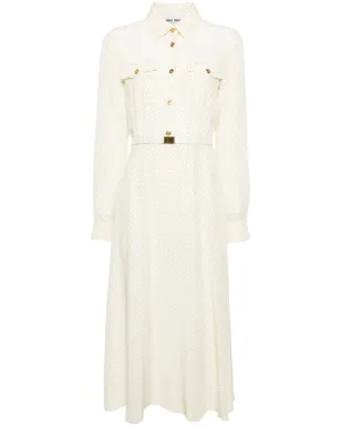 Miu Miu マイクロドット クレープ ミディドレス - サムネイル1