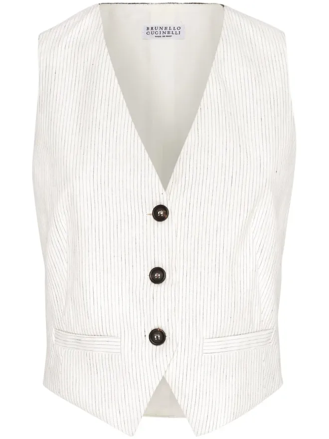 Brunello Cucinelli Brunello Cucinelli ピンストライプ柄 ウエストコート（ホワイト）の商品画像