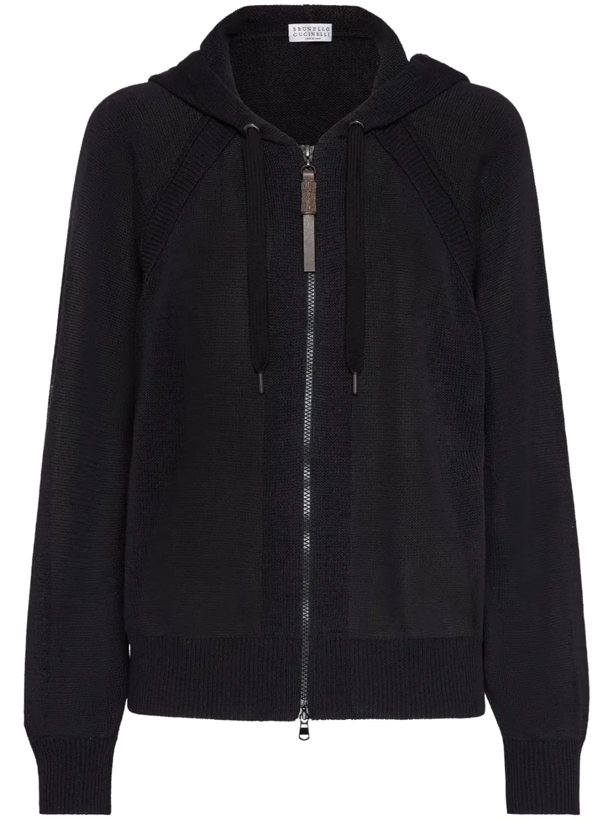 Brunello Cucinelli ジップアップフード付きカーディガン - ブラック - 画像1