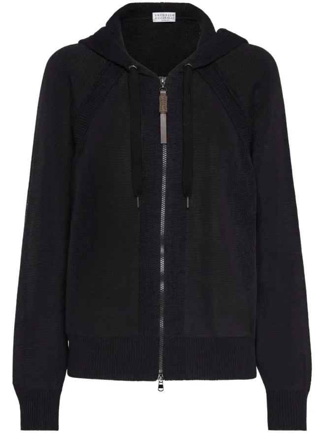 Brunello Cucinelli Brunello Cucinelli ジップアップフード付きカーディガン - ブラックの商品画像