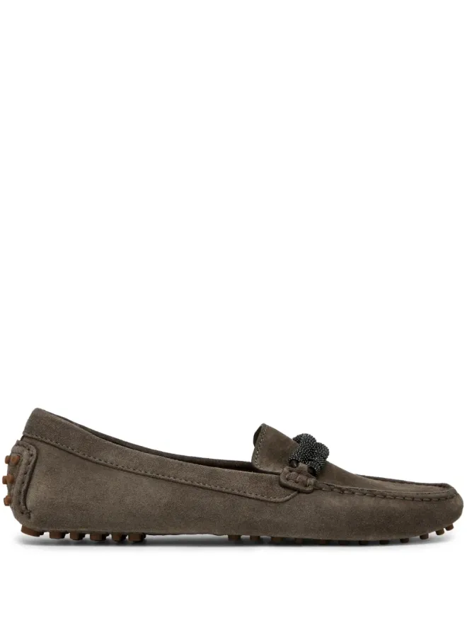 Brunello Cucinelli Brunello Cucinelli モニリ-トリム レザー ローファー - グレーの商品画像