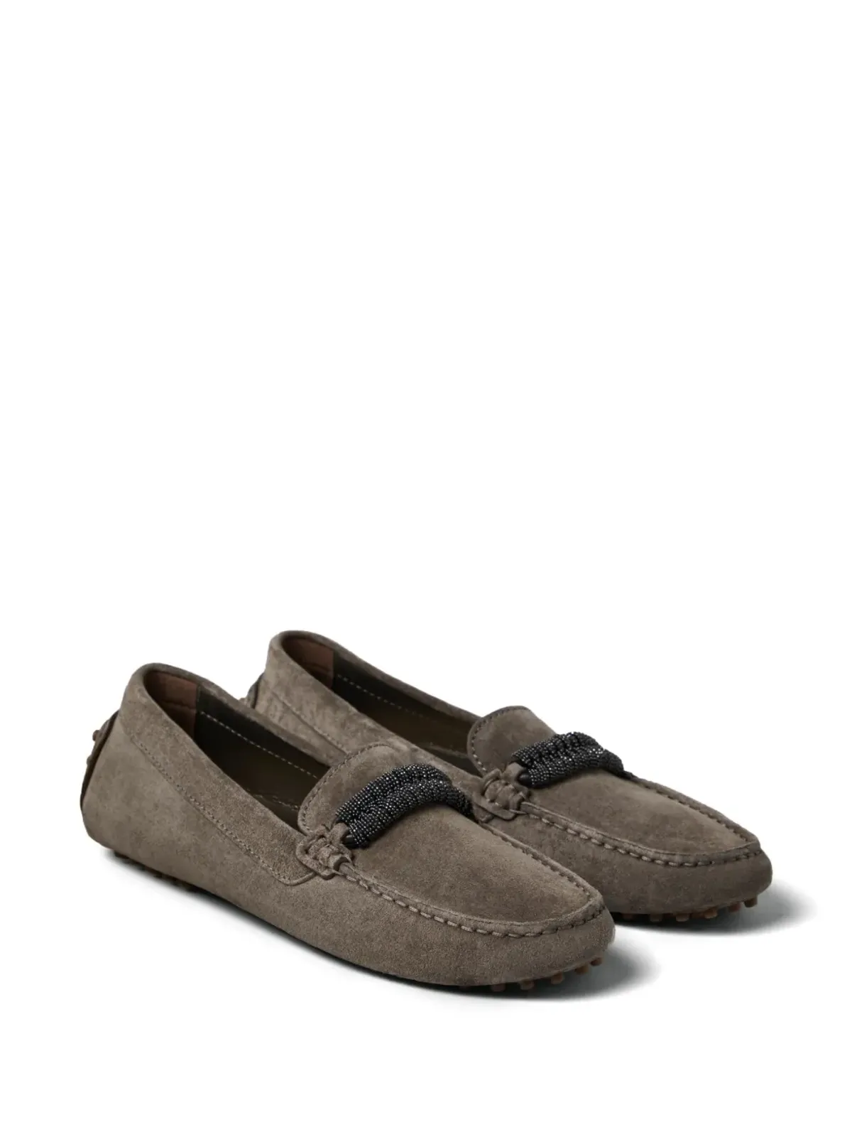 Brunello Cucinelli モニリ-トリム レザー ローファー - グレー - 画像2