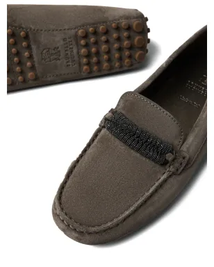Brunello Cucinelli モニリ-トリム レザー ローファー - グレー - サムネイル4