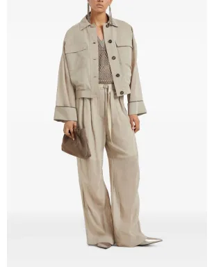 Brunello Cucinelli ベルテッド コットン・オーガンザ トラウザーズ - ネチュラル - サムネイル2
