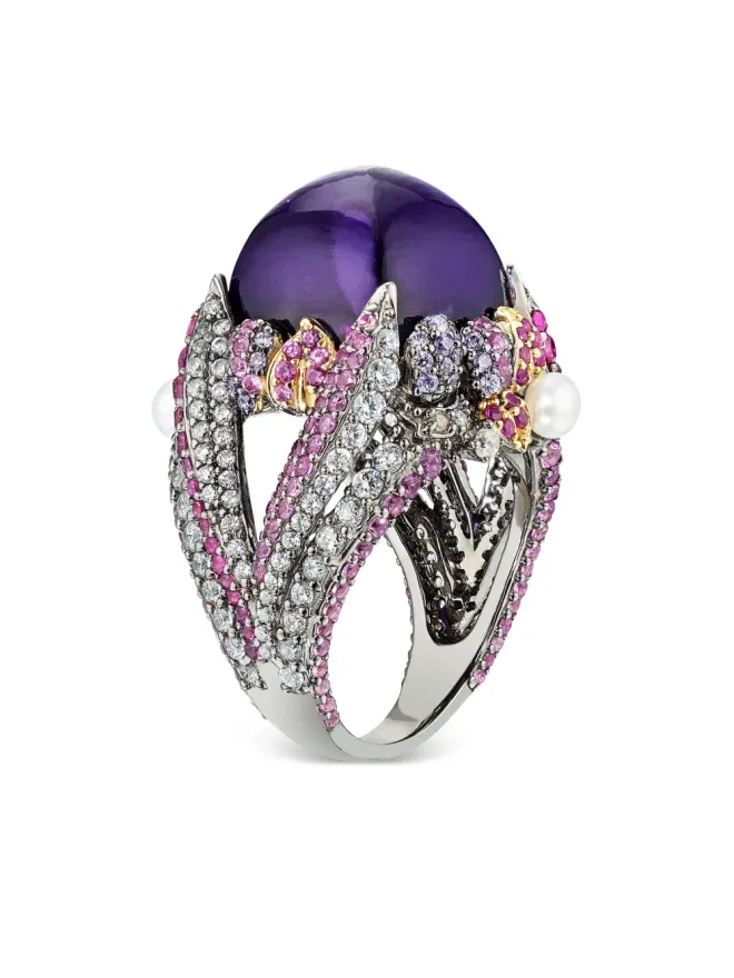 Anabela Chan Anabela Chan 18kt gold vermeil Amethyst Sugarloaf Berry gemstone ring - Purpleの商品画像