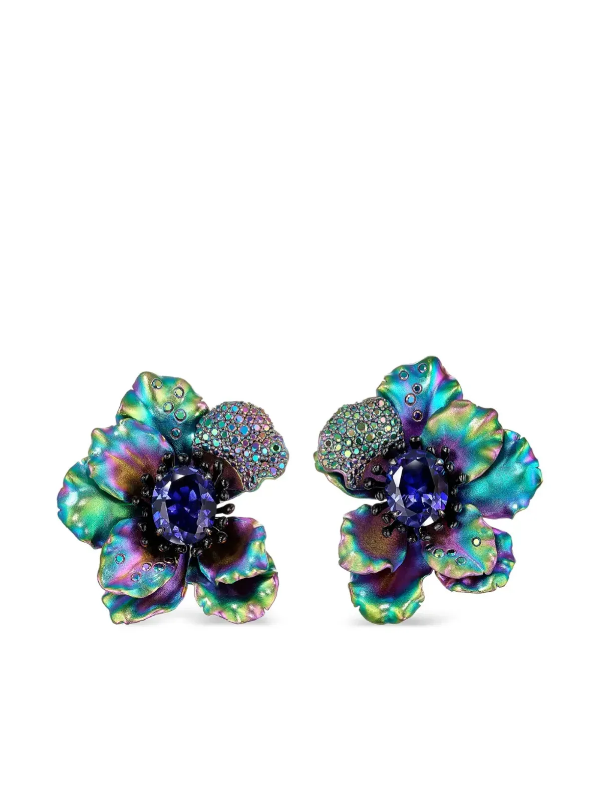 Anabela Chan Bloom Poppy ブルーのマルチストーン ピアス - 画像1