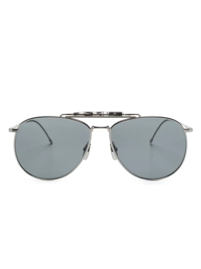 Thom Browne Eyewear Thom Browne Eyewear ダブルブリッジ パイロットフレーム サングラス - Greyの商品画像