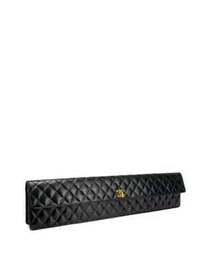 CHANEL ビンテージ 1989年 クラシックフラップ ロングクラッチバッグ ブラック - サムネイル3