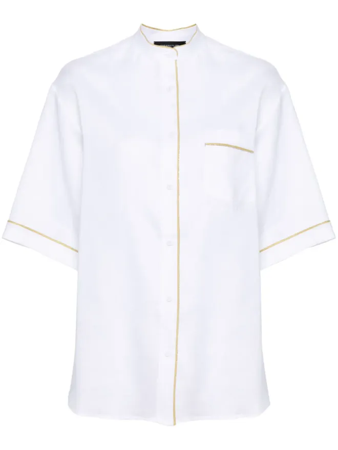 Fabiana Filippi Fabiana Filippi ビーズ飾り付きシャンブレーシャツ - ホワイトの商品画像