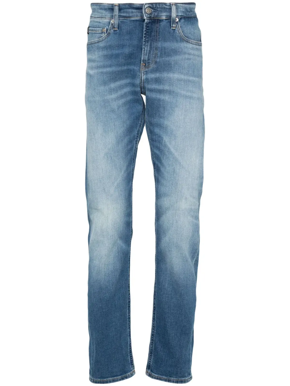 Calvin Klein Jeans フェード加工スリムフィットデニムジーンズ ブルー - 画像1