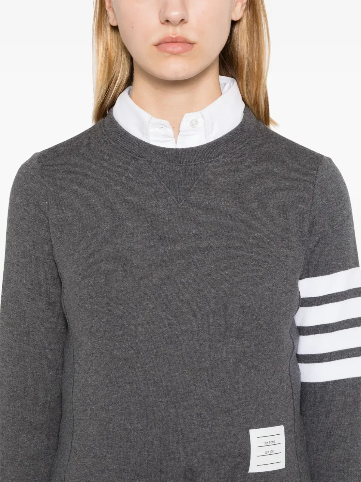 Thom Browne ループバック4バー スウェットシャツ グレー - 画像5