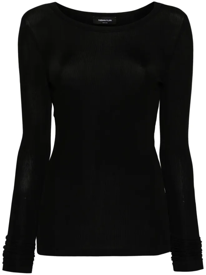 Fabiana Filippi Fabiana Filippi ファインリブ クルーネック トップ - ブラックの商品画像