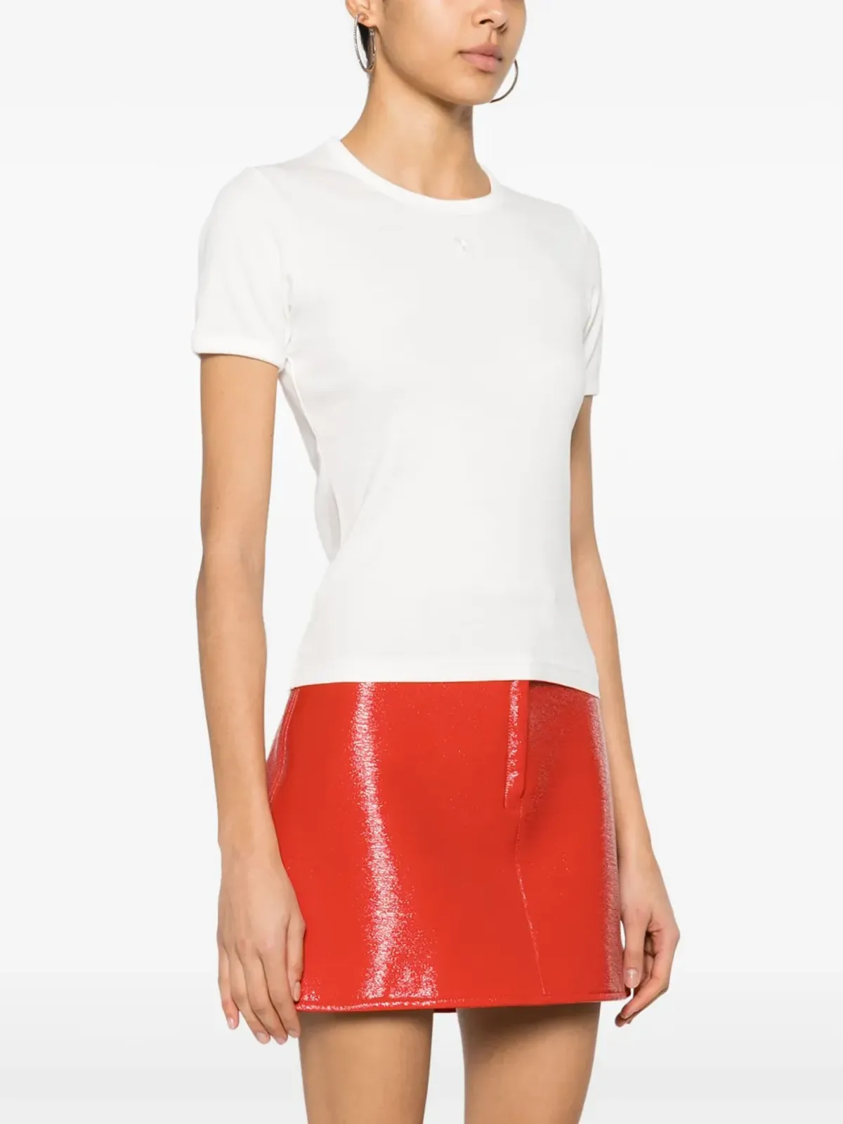 Courrèges Reedition コントラスト コットン Tシャツ - ホワイト - 画像3