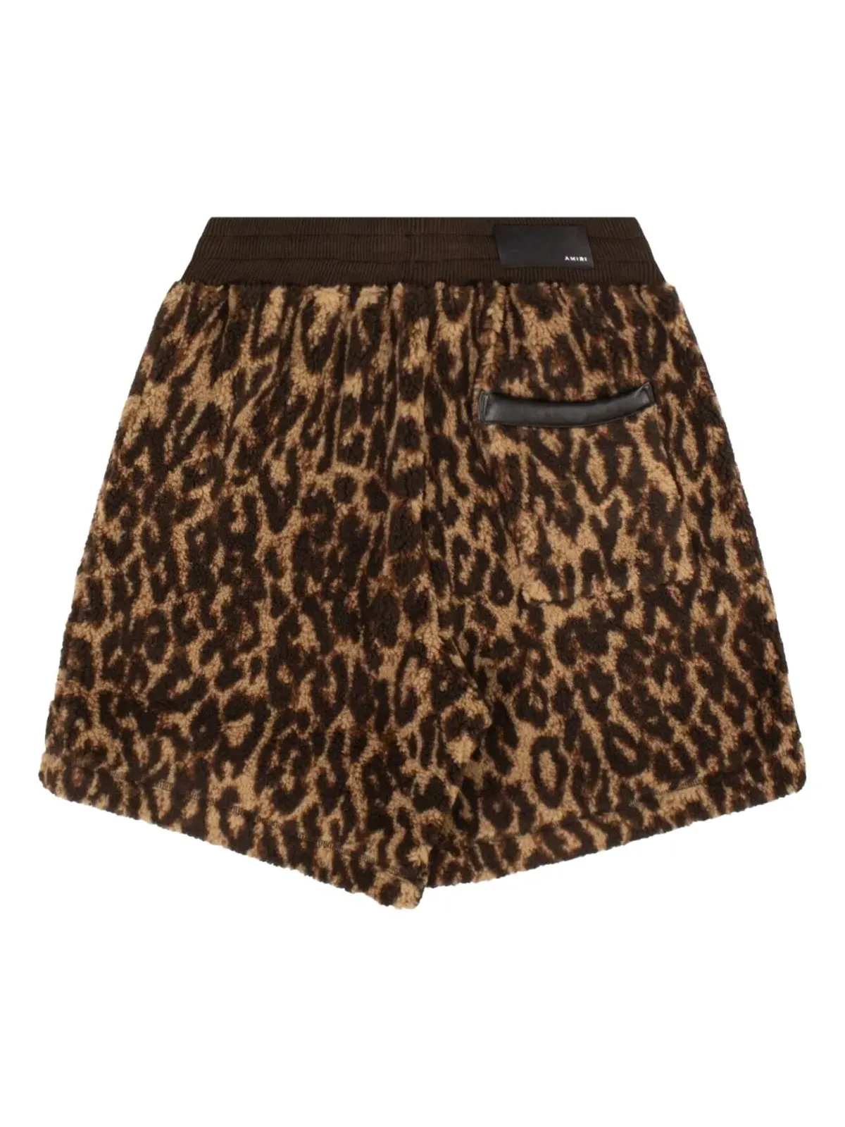 AMIRI レオパード柄フリースショーツ ブラウン - 画像2