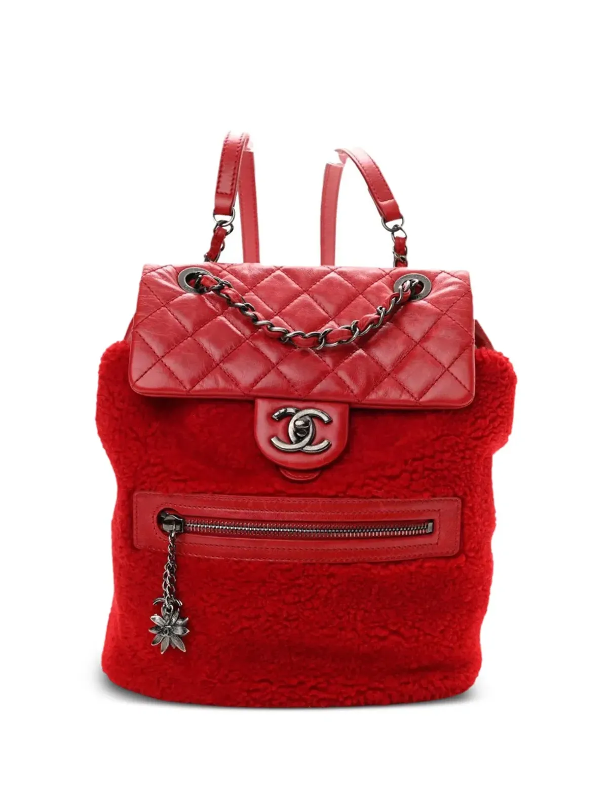 CHANEL ビンテージ 2015 パリ＝ザルツブルク シアリング バックパック 赤 - 画像1