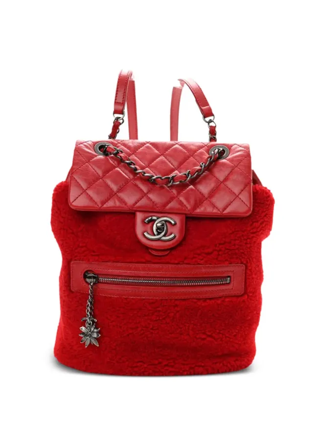 CHANEL Pre-Owned CHANEL ビンテージ 2015 パリ＝ザルツブルク シアリング バックパック 赤の商品画像