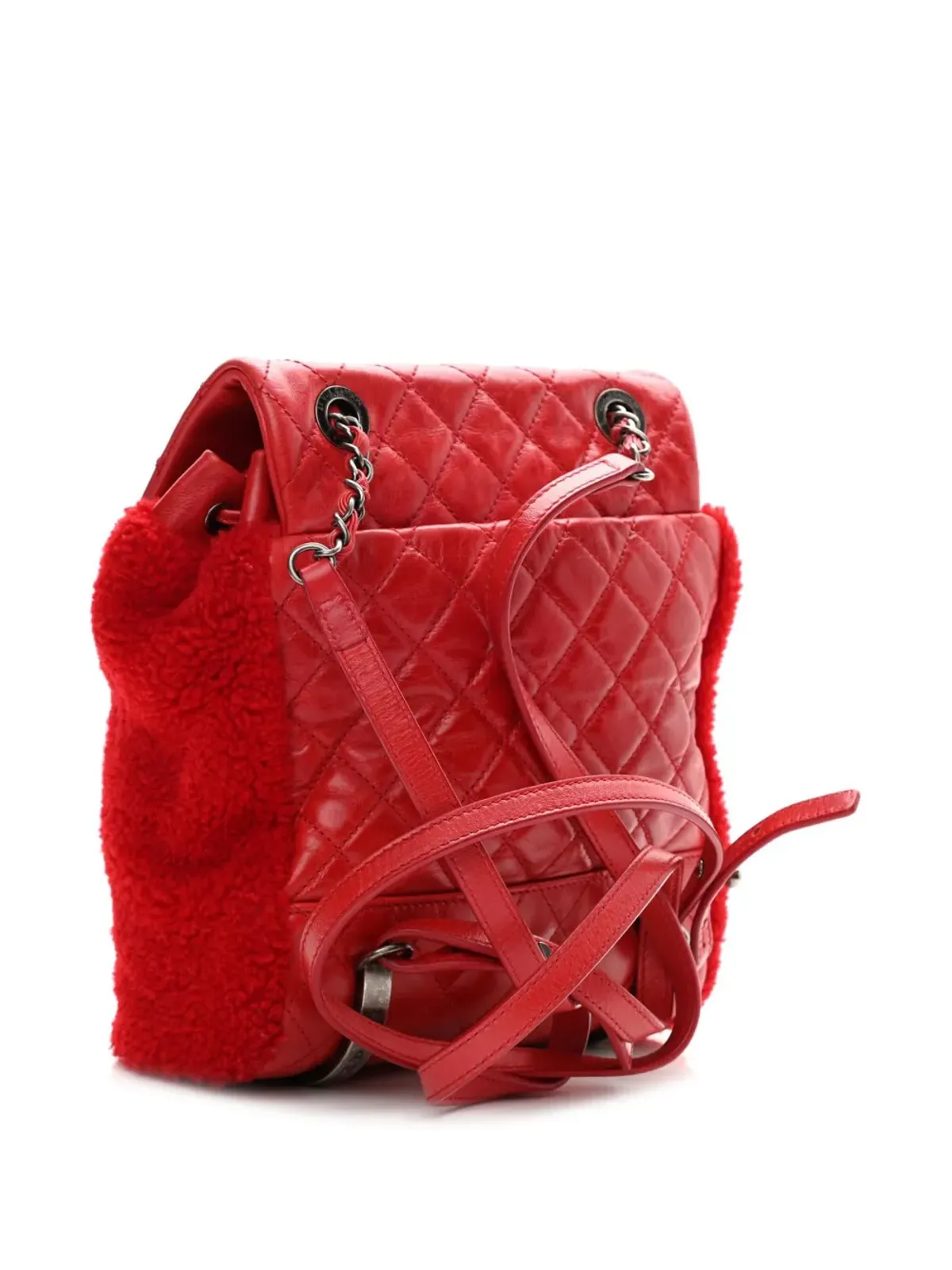 CHANEL ビンテージ 2015 パリ＝ザルツブルク シアリング バックパック 赤 - 画像2