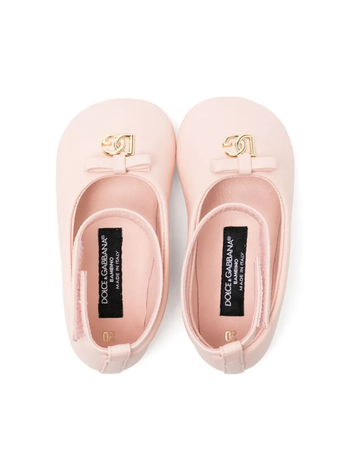 Dolce & Gabbana Kids ロゴプレート付きレザーバレリーナシューズ ピンク - 画像3